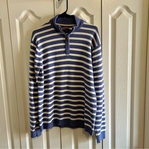 Vineyard Vines Blue & White Striped Quarter Zip Sweater Men’s Medium